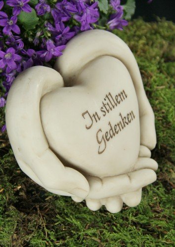 Grabschmuck Hände mit Herz, Aufschrift „In stillem Gedenken“ - 3