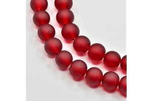 Handicraft Emporium | Frosted Glass Beads | Round | 1 Strand Approx 80cm (8mm, Dark Red)
