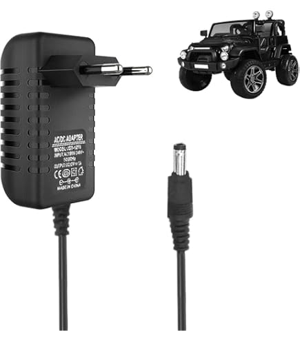 Chargeur Voiture électrique Enfant Xahpower 12V - Pour Moto, SUV, ATV | Connecteur 5.5mm X 2.1mm | LED Indicateur | Sécurité Intégrée