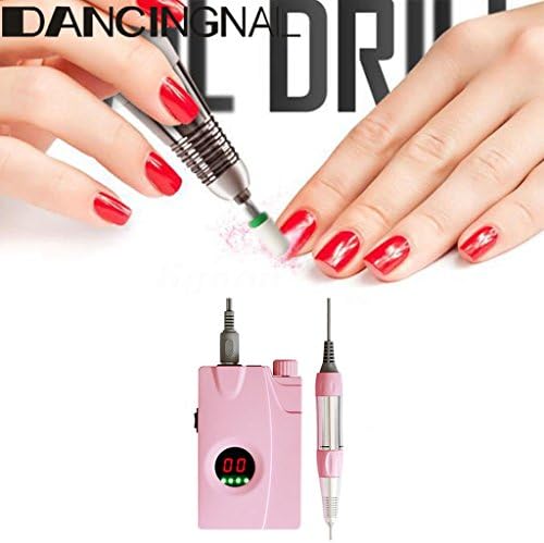 Pink LCD Rechargeable Electric Nail Drill Machine Flie Cordless Manicure Pedicure Set