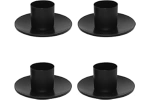 CYH 4 Piezas Candelabros de Metal, Portavelas Negro Retro, Soporte para Velas, Candelero Redondo Candelabro Vintage para Hogar Bodas Eventos Fiestas Cenas Cumpleaños Navideña Decoración de Mesa