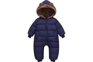 JiAmy Babysnödräkter vinter, varm babyoverall, dragkedja, sparkdräkt, fleecefodrade kläder 6–24 månader