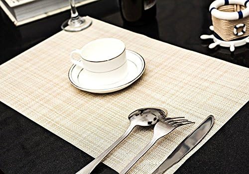GUOYI Table mat(Set of 6), reg;PVC Colorful Insulation Non-slip Washable Placemats,Beige