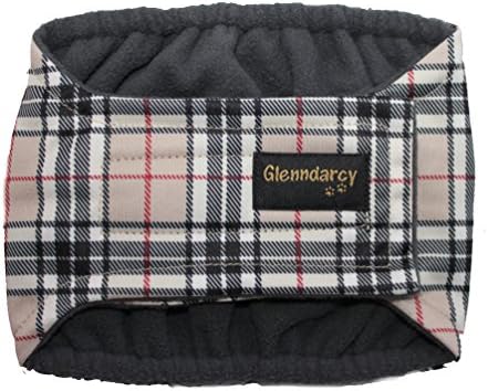 Glenndarcy Male Dog Belly Band - Urine Incontinence (Medium Long Band & 2 Washable Pads, Camel Stewart)