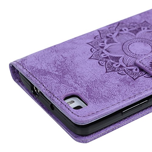Funda Libro Huawei P8 Lite 2015  Funda Billetera  Lanveni Carcasa de Impresi  n Cuero PU con Carcasa TPU Interna  Cierre Magn  tico y Funci  n de Soporte  Dese  o de t  tem - Funda Violeta   L  piz capacitivo   Tap  n antipolvo 