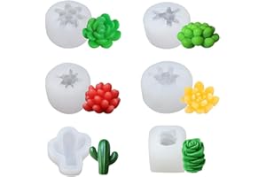 YGMXZL 6 stampi in silicone per piante grasse, candele 3D, stampi fatti a mano, fondente, cioccolato, caramelle, per resina, sapone fai da te, argilla, decorazione torte