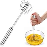 Stainless Steel Whisks, Hand Push Whisk Blender Semi-Automatic Whisk Mixer Egg Milk Beater Milk Frother Rotating Push Whisk M