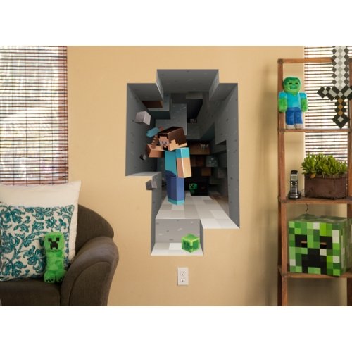 J!NX Offizieller Minecraft Vinyl-Aufkleber, Steve Graben, wiederverwendbar, Dekoration für Kinderzimmer, Spielzimmer - 2