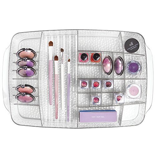 mDesign Kosmetik-Organizer Ablage für Waschtisch Schrank zum Aufbewahren von Makeup-Pinseln, Nagellack, Lippenstiften – Durchsichtig - 2