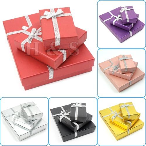 H&amp;S® 12 x Luxury Jewellery Presentation Gift Boxes Packaging Packing Case (Red, 4.5 x 4.5 x 3cm)