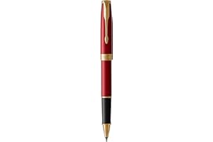 Parker Sonnet penna roller | laccatura di colore rosso con finiture in oro | pennino sottile | Confezione regalo