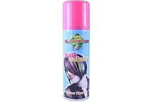 HOT LOOK LDIES WOMENS MENS UNISEX FANCY DRESS NOVELTEY HAIR SPRAY WHITE BLACK YELLOW ORANGE PINK SILVER PURPLE RED GREEN BLUE 125ML (PINK)
