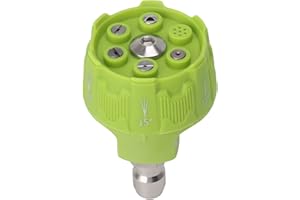 ‎FABATER Dysza do Myjki Ciśnieniowej, Wielofunkcyjne Końcówki Dysz do Myjki Ciśnieniowej 6 w 1, Dysza do Spryskiwania ze Stali Nierdzewnej 3000 PSI z szybkozłączką 1/4 (Zielony)