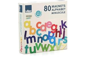 VILAC - Alphabet-Magnete, Kleinbuchstaben, 80 Stück, Lernspiele, 80 Magnete, Kleinbuchstaben aus Holz, Spielzeug für Kinder ab 3 Jahren – 6706