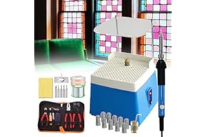 SONLED Stained Glass Starter Kit, Professional Start Up Set With Glass Grinder Machine, Glass Cutter Tool Kit with 5/8'' & 1'' Grinder Bits, Soldering Iron Kit Copper Foil Tape Solder Wire Finger Sleeve