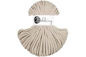 ‎REWU Premium Baumwoll-Flechtschnur - 5mm x 50m - Vielseitige Makramee-Kordel für Stricken, Weben, DIY-Basteln und Heimdekoration - Hochwertige Bunte Bastelschnur - Beige