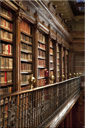 Magnettafel Bücherei – Märchenhafte Design Metall Magnetpinnwand 60×40 cm – Memoboard Pinnwand mit Motiv: Bücherregale Bibliothek – inkl. 8 Magnete Fliegende Bücher für Magnetwand – Original GUMA Magneticum® - 3