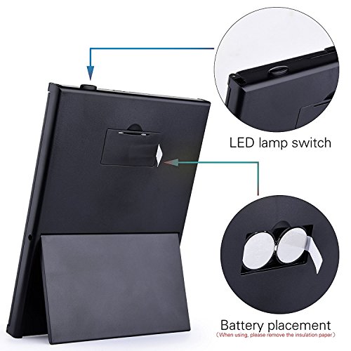 PKDREAMER Kosmetikspiegel Faltbarer, beleuchteter Schminkspiegel mit 8-LEDs ( für Make up und Rasur, Standspiegel mit Batterie, für die Reise oder das Bad) - 5