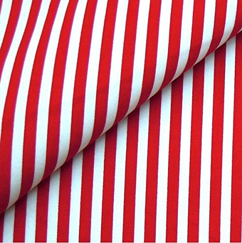 0,5m Streifen-Stoff 5mm rot/ weiß