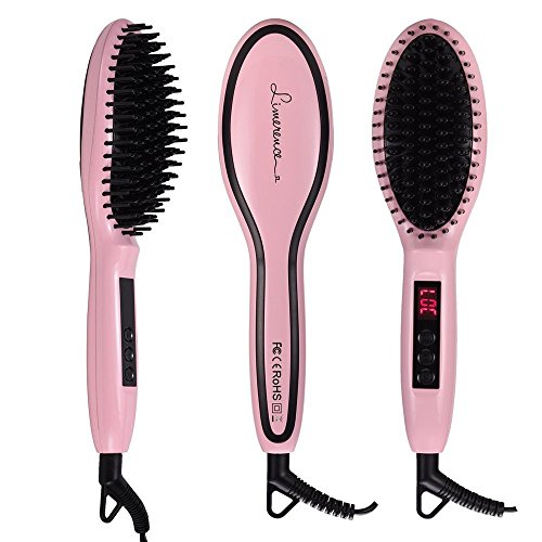 Limerence Haarglätter Bürste 2-in-1, einstellbare Temperatur, Auto-Lock, Verbrühschutz (Roségold)