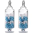 Livejun Glass Apothecary Jars Clear Elegant Decorative Buffet Jars Wedding Candy Organizer Storage Canisters Small Home Decor 2 Pcs