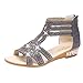 Produktbild Elecenty Sandalen Damen, Frauen Schuhe Schuh Sommerschuhe Sandaletten Keilabsatz Flat Sandalen Kristall Reißverschluss Solide Outdoor Strand Gladiator Sommer Flach Flach Flip Flops (40, Schwarz 2)