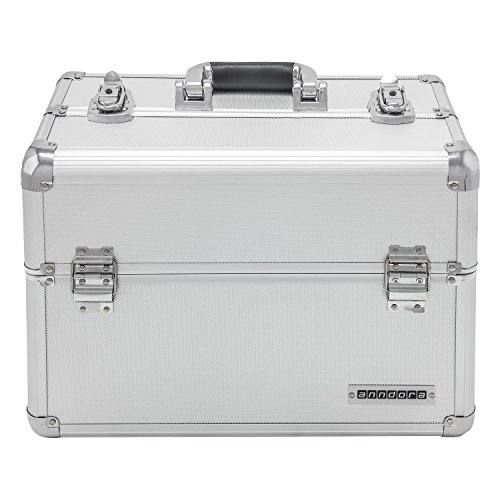 anndora® Werkzeugkoffer 24L Präsentationskoffer Etagenkoffer Silber + Schlüssel - 2