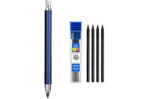 GENERIC Matita da disegno in metallo da 5,6 mm con 4 mine 2B 4B 6B 8B set professionale arte schizzo matita meccanica Kawaii cancelleria può essere riempita (blu)