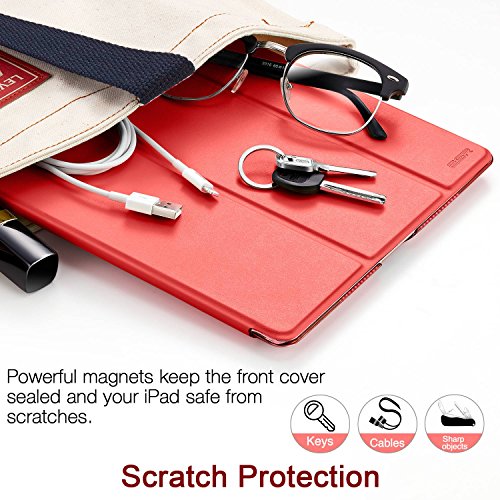 Neues iPad 2017 iPad 9.7 Zoll Hülle, ESR® Yippee Bildserie Cover Auto aufwachen / Schlaf Funktion Smart Case Wickelfalz Ledertasche mit Lichtdurchlässig Rückseite Abdeckung Schutzhülle für Neue iPad 9.7 2017 (Rot) - 5