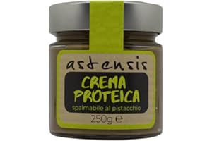 ASTENSIS Crema Proteica Pistacchio Spalmabile Artigianale 250 Gr - 34% di Proteine, Senza Zucchero e Senza Olio di Palma. Adatto per Dolci Proteici (Pistacchio)