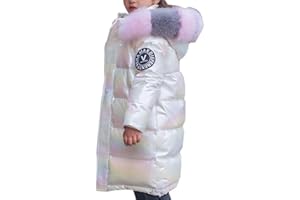 WIEAYUMEI Girls Winter Coat Puffer Jacket Winter Warm Outwear Shining Snowsuit Kids Girl Teenage Parka Coats with Faux Fur Collar