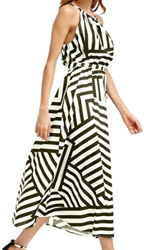 Fubovd Women Beach Dress Boho Maxi Long Evening Party Sundress (L, Army Green)