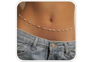 ATENTUYI Boho Pearl Waist Chain Gold Belly Chain Beaded Belly Waist Chain Belt Waist Beads for Women Pearl Body Chain Summer Beach Waist Jewellery Girls Sexy Bikini Accessories