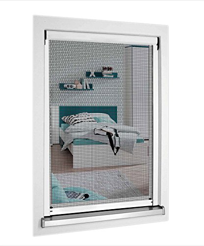 1PLUS Standard Insektenschutz-Rollo für Fenster, 130 x 160 cm, individuell kürzbar, weiß