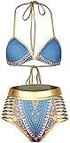 TDOLAH Damen Gold mehrfarbig Bikini-Sets mit hoher Taille Dreieck Top Strand Bademode