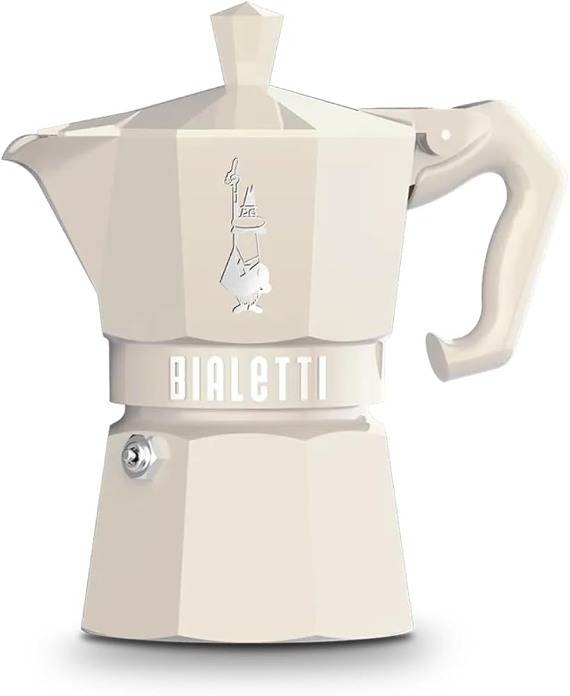 Bialetti - Moka Exclusive: 3 Cups Ocak Üstü Espresso Pişirici - 130ml - Krem Renk - Alüminyum Gövde - Patentli Güvenlik Valfi - Tüm Ocak Türleri İçin Uygundur (İndüksiyon Hariç)