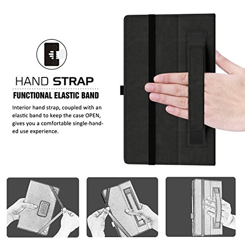 MoKo ASUS ZenPad 3S 10 Hülle – Kunstleder Ständer Schutzhülle Smart Cover mit Auto Schlaf / Wach Funktion und Stift-Schleife für Asus ZenPad 3S 10 9.7 Zoll Z500M 2016 Modell Tablet-PC, Schwarz - 3