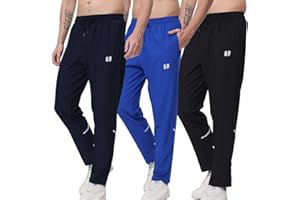 Hpbygstae Lot de 3 Pantalons de survêtement athlétiques pour Homme, avec Poches élastiques à Fermeture éclair