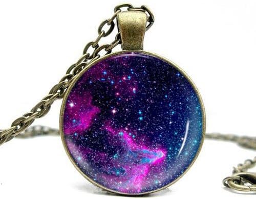 Galaxy Necklace for Women Lady's Retro Nebula Pendant Necklace Long Chain Blessing Necklaces Jewelry for Mom Birthday Gifts