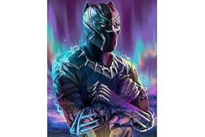 QAZWSX Wakanda Kit de peinture diamant 5D à faire soi-même, pour enfants et adultes, thème de la panthère noire Marvel de Wakanda, 30,5 x 40,6 cm
