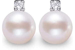 VIKI LYNN Boucles d'oreilles perle en argent fin 925 et zircon boucles d’oreilles clous pour mariage fiançailles parfait cadeau d’anniversaire fête des mères Saint-Valentin