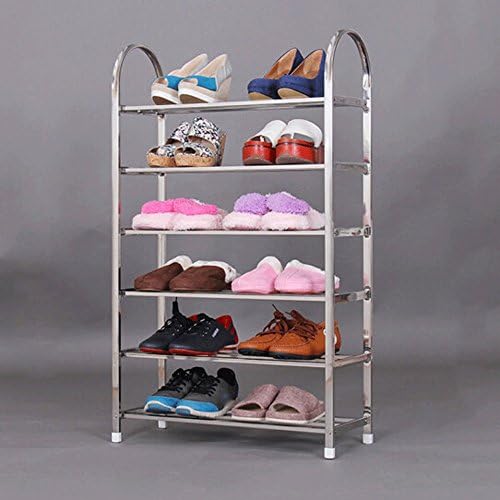 ZHDC® Iron stainless steel simple Shoebox Simple modern Shoe rack dust-proof Incorporated Assembly Multiple layers Saving space ( Size : Six layers )