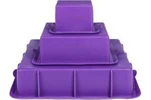 webake Lot de 3 moules à gâteau carrés en silicone - 22,9 cm, 15,2 cm, 7,6 cm - Pour fête d'anniversaire, anniversaire de mariage