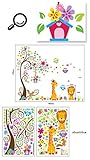 Wallpark groß Bunt Blume Baum mit Niedlich Eulen Giraffe Löwe Abnehmbare Wandsticker Wandtattoo, Kinder Kids Baby Hause Kinderzimmer DIY Dekorativ Kunst Wandaufkleber - 6