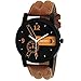 Matrix Casual Analogue Tan Leather Strap Multicolour Dial Men