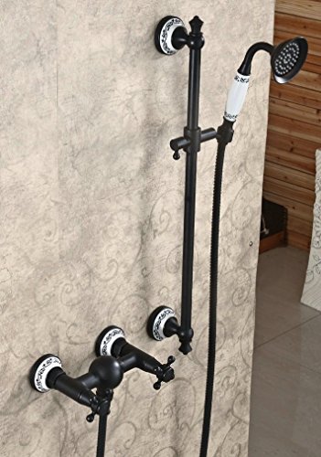 Hiendure ®Wandhalterung Wanne Dusche Wasserhahn, Mischbatterie, mit Handbrause, Öl eingerieben Bronze - 3