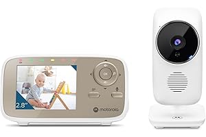 Motorola Nursery VM483 Babyphone mit 2,8-Zoll-Kamera, Nachtsicht, Gegensprechfunktion, digitalem Zoom und Temperaturregelung, bis zu 300 Meter Reichweite