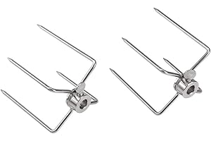 Nimoa 2 Stück Edelstahl Rotisserie Fleischgabel Grillspieß Gabel Braten Grillwerkzeug