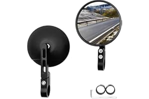 LENGSUAA Motorcycle Mirrors, Motorcycle Bar End Rearview Mirror Spiegel Classic Retro Round Handlebar Side Mirror Motorradspiegel with Metal Shafts for Motorcycles, Scooters, Bicycles