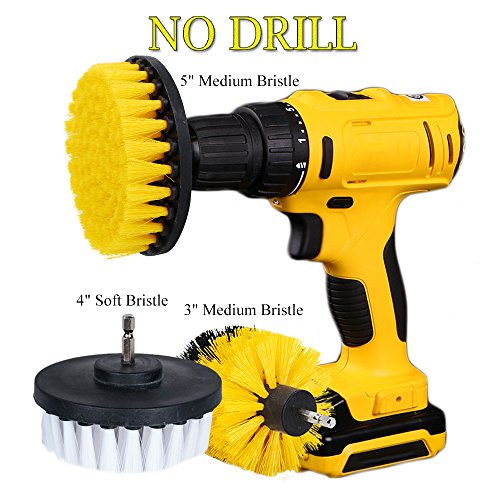 oxoxo Drill Powered Cleaning Scrub Brush Attachment Kit Soft and Medium - Great For Cleaning Pool Tile Flooring Brick Ceramic Marble Grout and much more 3"+4"+5" Mixed Color 6
